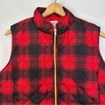 st. john's bay  Quilted Puffer Vest Jacket Womens Plus XXL Full Zip Red‎ Plaid Photo 1