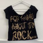 AC/DC for those about to rock studded concert tee cropped black medium Photo 1