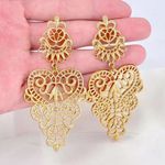 Big Statement Hollowed Stud Drop Earrings Gold Photo 3