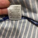 Fred David Top Womens XL Navy Striped Crochet Lace Long Tie Sleeve Scoop Neck Photo 10