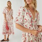 Free People Lysette Maxi Dress in Tea Combo Medium Bohemian Gypsy Indian Cotton Photo 8