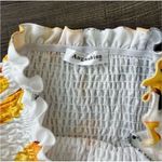 Angashion White and Yellow Strapless Floral Print Smocked Mini Dress Size S Women’s Photo 8