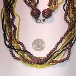Vintage Wooden Yellow Seed Bead Beaded Multi Strand Boho Necklace Photo 3