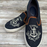 Lauren Ralph Lauren Denim Sneakers Ricci Sz 7B Nautical Preppy Slip On Old Money Blue Photo 0