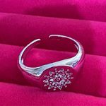 Boutique Unisex White Gold Plated S925 Diamond Signet Sun Ring, Adjustable Photo 1