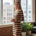 ZARA NWOT  Striped Button Back Dress BodyCon Bloggers Fav Photo 1