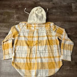 American Eagle Cozy Cabin hooded yellow  flannel size Large Photo 6