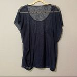 Free People Navy Blue Sheer Short Sleeve Blouse Womens S Lace Boho Fall Flutter Photo 4