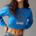 Urban Outfitters Be Kind Embroidered Cropped Sweatshirt NWT Size S - Blue Photo 1