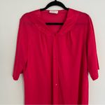 Vassarette VTG  Nightgown Hot Pink Button Up Women’s L 3/4 Sleeve Silky Nylon Photo 1