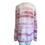 Margaritaville Watercolor Stripe Sweater Mauve White XL Pink Photo 2