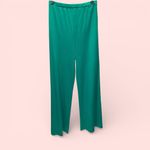 Vintage 70s Henry Singer flowy green polyester slinky pantsuit 2 piece set USA Photo 4