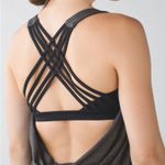 Lululemon black gold stripe cross cross built in bra tank top women’s size 8 Photo 1