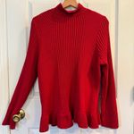 Roaman’s Red Knit Military Style Sweater Jacket Women’s 14/16 Zip Front Holiday Size L Photo 4