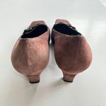 Stuart Weitzman Brown Perforated Suede Square Toe Heeled Pump Size 7M Work Photo 3