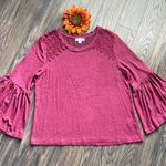 STUDIO JPR Red Marbled 3/4 Bell Sleeved Sweater | LARGE | Photo 3