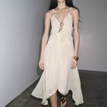 ZARA  Elegant White Lace Trim Dress beads cream boho hippie summer beach  Photo 13