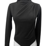 ZARA  Women's Black Turtleneck Long Sleeve Ruched T Shirt Bodysuit Top Size M Photo 0