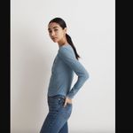Madewell Tranquil Lake Blue Semi-Sheer Shirred V-Neck Top S Photo 1