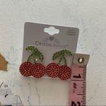 Boutique Cherry Drop Earrings | Red & Green Crystals Photo 4
