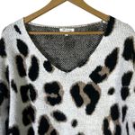 Miracle Leopard Print Oversized Sweater Womens S/M White Cotton Cozy Neutral Photo 2