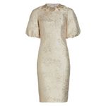 Teri Jon by Rickie Freeman Gold beaded embellished jacquard dress NWT Size 4 Photo 5