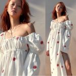 Free People NWOT $168 Boho  White & Red Emory Embroidered Midi Dress Sz XS-M Photo 6