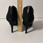 J. Rene Radita Satin Rhinestone peep top shooties heel shoe women size 9 M Black Photo 6