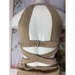 Tan Beige Textured Halter Cut Out One Piece Swimsuit Plus Size 2XL Photo 9