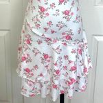 Floral Print Halter Neck dress ladies NWT medium tiered ruffles skirt mini Dress White Photo 6