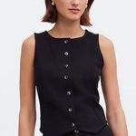 Madewell  Black Cutaway Button-Front Vest Top in Ponte Size Medium Photo 0