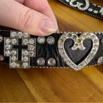 Nocona leather rhinestone hearts crosses belt size large Black Photo 5