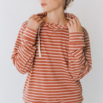 ALBION FIT Albion Hooded Pullover Terracotta Stripe Sz M 491 Photo 0