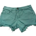Free People Teal Cotton Frayed Hem Jean Shorts, Sz 25 Photo 0