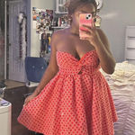 Altar'd State Red and white embroidered  mini dress Photo 0