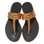 Gucci  Leather Thong Sandals Gold Double G Logo Orange Brown Size 37 Photo 0