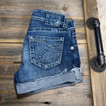Big star Jean shorts size 27 Cut off Short Low Rise Medium Blue Wash Womens Photo 4