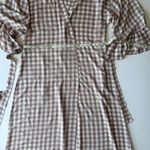Nordstrom Gingham Long Robe Checkered Wrap Dress XL Ruffle Trim Belted Rayon New Photo 9