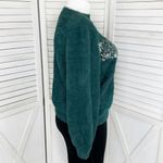 Nine West  x Cara Santana Sweater Sequin Fuzzy Teal Green XXL Pullover Photo 3