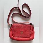 MCM Red Leather Whipstitch Trim Crossbody Bag Photo 2