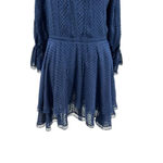 Alice + Olivia Joanne Mini Dress Lace Trim Ruffle Tiered 3/4 Sleeve Blue Size 2 Photo 6
