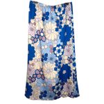 ZARA  Retro Floral Print Long Maxi Skirt Back Split Women Size M Blue BOHO Chic Photo 6