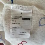 Elodie  Cream Peplum Bell Sleeve Eyeglasses Motif Blouse Size L Photo 6