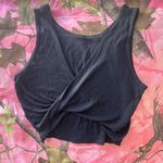 Alo Yoga black cover tank top ribbed cross front cotton cropped Photo 2