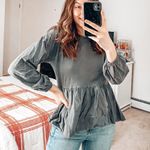 ZARA Dark Gray Peplum Long Sleeve Top Photo 0