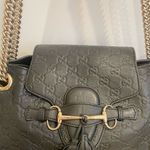 Gucci  Black Leather Emily Medium Guccissima Shoulder Bag Photo 3
