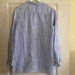 J Jill love Linen Essential Long Sleeved Button Down Blue White Shirt Sz SMALL Photo 5