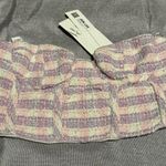 ZARA  Pink and Cream Plaid Strapless Top Photo 0