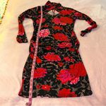 Venus  floral mock halter neck long sleeve bodycon ruched midi dress M keyhole Photo 13