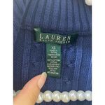 Ralph Lauren Y2K Lauren Cable Knit Full Zip Sweater XS Gold Crest Jacket NAVY Photo 4